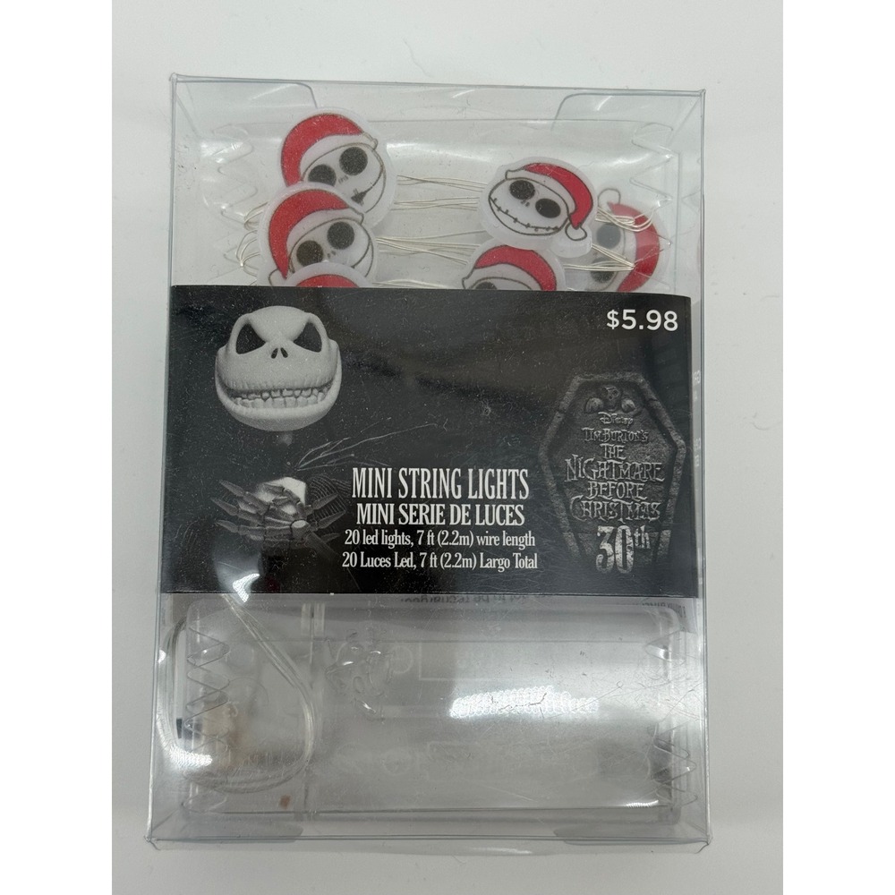 Disney Nightmare Before Christmas Jack Skellington Santa Hat Mini String Lights